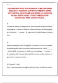   LOUISIANA PRIVATE INVESTIGATOR LICENSING EXAM  2025&sol;2026  ACCURATE CURRENTLY TESTING EXAM  WITH ACTUAL QUESTIONS AND DETAILED ANSWERS  WITH A STUDY GUIDE  EXPERT VERIFIED FOR  GURANTEED PASS  LATEST UPDATE&period; &comma;