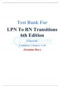 Test Bank For LPN To RN Transitions 6th Edition Claywell&period; Complete Chapter 1-18 &lpar;Genuine Doc&period;&rpar;
