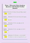 Phase 1 Wisconsin Police Academy  Questions with Detailed Verified  Answers