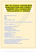 CMIT 381 ETHICAL HACKING MAIN EXAM QUESTIONS AND CORRECT ANSWERS FOR A GUARANTEED PASS &vert;&vert;ALREADY A&plus; GRADED&vert;