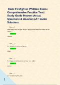 Basic Firefighter Written Exam &sol; Comprehensive Practice Test &sol; Study Guide Newest Actual Questions & Answers &lpar;A&plus; Guide Solutions&period;    