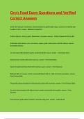 Ciro's Food Exam Questions and Verified Correct Answers