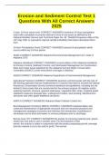 Erosion and Sediment Control Test 1 Questions With All Correct Answers 2025