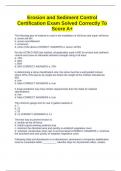 Erosion and Sediment Control Certification Exam Solved Correctly To Score A&plus;