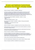 Erosion and Sediment Control Exam Questions And Answers Already Graded A&plus;