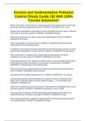Erosion and Sedimentation Pollution Control &lpar;Study Guide 19&rpar; With 100&percnt; Correct Solutions&excl;&excl;