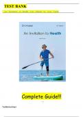 Test Bank - for An Invitation to Health 21st Edition by Lisa Tunks&comma; All Chapters &vert;Complete Guide A&plus;