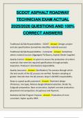 SCDOT ASPHALT ROADWAY TECHNICIAN EXAM ACTUAL 2025&sol;2026 QUESTIONS AND 100&percnt; CORRECT ANSWERS