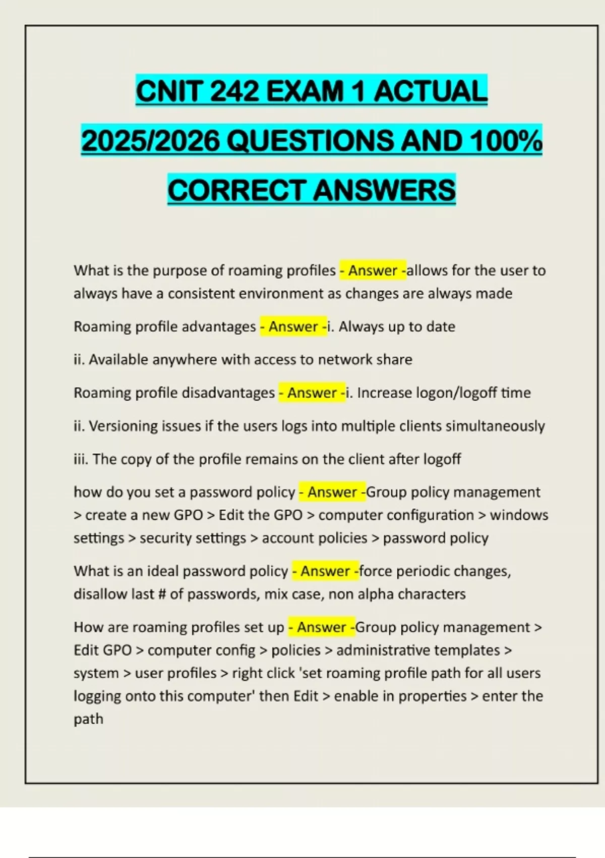 CNIT 242 EXAM 1 ACTUAL 2025/2026 QUESTIONS AND 100% CORRECT ANSWERS ...