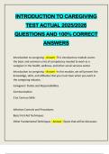 INTRODUCTION TO CAREGIVING TEST ACTUAL 2025&sol;2026 QUESTIONS AND 100&percnt; CORRECT ANSWERS