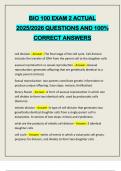 BIO 100 EXAM 2 ACTUAL 2025&sol;2026 QUESTIONS AND 100&percnt; CORRECT ANSWERS