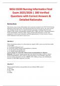 WGU D220 Nursing Informatics Final Exam 2025&sol;2026 &vert; 300 Verified Questions with Correct Answers & Detailed Rationales