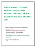 AINS 101 ASSOCIATE IN GENERAL  INSURANCE PRACTICE EXAM 2 QUESTIONS AND CORRECT ANSWERS  &lpar;VERIFIED ANSWERS&rpar; PLUS RATIONALES  2025
