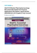 TEST BANK For Stahl'S Essential Psychopharmacology: Neuroscientific Basis And Practical Applications 5th Edition Latest Version 2025/2026 [A+] All Chapters Fully Covered by Stephen M. Stahl (Author)