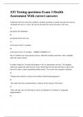 ATI Testing questions Exam 3 Health Assessment With correct answers