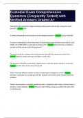 Custodial Exam Comprehensive Questions &lpar;Frequently Tested&rpar; with Verified Answers Graded A&plus;
