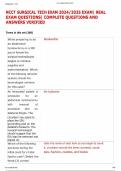 NCCT SURGICAL TECH EXAM 2024&sol;2025&vert; REAL EXAM QUESTIONS&vert; COMPLETE QUESTIONS AND ANSWERS VERIFIED