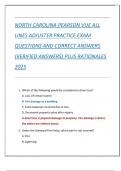NORTH CAROLINA PEARSON VUE ALL  LINES ADJUSTER PRACTICE EXAM QUESTIONS AND CORRECT ANSWERS  &lpar;VERIFIED ANSWERS&rpar; PLUS RATIONALES  2025