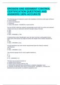 EROSION AND SEDIMENT CONTROL CERTIFICATION QUESTIONS AND ANSWERS 100&percnt; ACCURATE