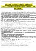 AQA BIOLOGY A-LEVEL PAPER 2 QUESTIONS AND ANSWERS VERIFIED AND UPDATED&period;