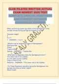 CLUB PILATES WRITTEN ACTUAL EXAM NEWEST 2025 TEST COMPLETE CRUCIAL QUESTIONS AND CORRECT DETAILED ANSWERS&vert;A&plus; GRADED&excl;&excl;