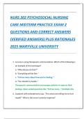 Compilation bundle for NURS 302 PSYCHOSOCIAL NURSING CARE PRACTICE EXAMS QUESTIONS AND CORRECT ANSWERS &lpar;VERIFIED ANSWERS&rpar; PLUS RATIONALES 2025 MARYVILLE UNIVERSITY