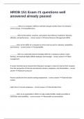 HROB 151 Exam &num;1 questions well answered already passed