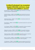 Certified Professional Cost Accountant  Sample UPDATED  ACTUAL  Exam  Questions and CORRECT Answers 