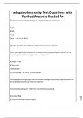 Adaptive Immunity Test Questions with Verified Answers Graded A&plus;