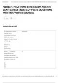 Florida 4-Hour Traffic School Exam Answers EXAM LATEST &lpar;2025&rpar; COMPLETE QUESTIONS With 100&percnt; Verified Solutions&comma;