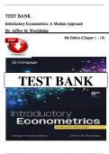 Test Bank for Introductory Econometrics&colon; A Modern Approach 8th Edition by Wooldridge&comma; Chapter 1 - 19