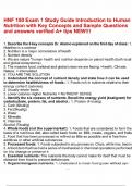HNF 150 Exam 1 Study Guide Introduction to Human Nutrition with Key Concepts and Sample Questions and answers verified A&plus; tips NEW&excl;&excl;&excl;