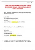 FIREFIGHTER HAZMAT OPS TEST FINAL  EXAM 2025 BRAND NEW ACTUAL EXAM  WITH ANSWERS&period;