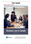 TEST BANK for Business Law in Canada&comma; 13th Edition by Yates&comma; Clarke&comma; Ng&comma; and Bereznicki-Korol &vert;all chapters&vert;
