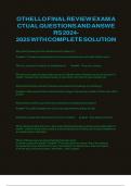 Othello Final Review Exam &ndash; Questions and Complete Answers &vert; 2024&ndash;2025 &vert; Full Play Analysis and Quotes