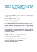 RN MENTAL HEALTH ONLINE PRACTICE 2023 A EXAM QUESTIONS AND CORRECT ANSWERS