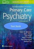 Test Bank for Primary Care Psychiatry&comma; 2nd Edition by McCarron & Xiong &ndash; Complete Exam Prep & Clinical Review Resource