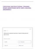 CERTIFIED INSTRUCTIONAL TRAINER EXAM QUESTIONS WITH 100&percnt; SOLVED ANSWERS&excl;&excl;