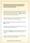 NC Property Insurance Practice Exam Questions  with Detailed Verified Answers &lpar;100&percnt; Correct  Answers&rpar; Already Graded A&plus;
