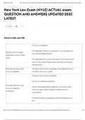 New York Law Exam &lpar;NYLE&rpar; ACTUAL exam&colon; QUESTION AND ANSWERS UPDATED 2025 LATEST