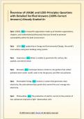 Overview of USGBC and LEED Questions with  Detailed Verified Answers &lpar;100&percnt; Correct Answers&rpar;  Already Graded A&plus;