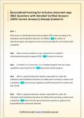 personalized learning for inclusive classroom wgu  d662 Questions with Detailed Verified Answers  &lpar;100&percnt; Correct Answers&rpar; Already Graded A&plus; 