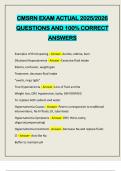 CMSRN EXAM ACTUAL 2025&sol;2026 QUESTIONS AND 100&percnt; CORRECT ANSWERS