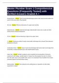 Master Plumber Exam 1 Comprehensive Questions &lpar;Frequently Tested&rpar; with Verified Answers Graded A &plus;
