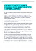 CSLB CONTRACTOR'S LAW & BUSINESS EXAM QUESTIONS WITH CORRECT ANSWERS 
