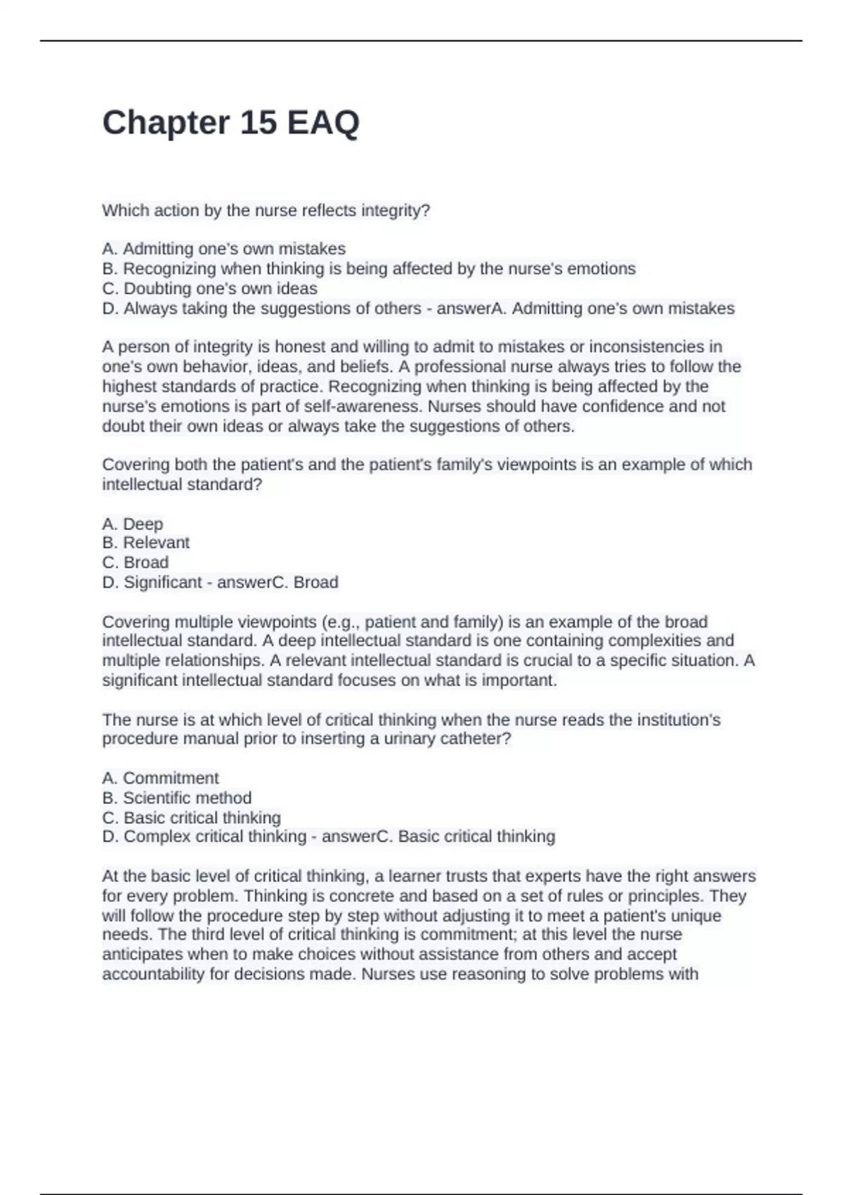 Chapter 15 EAQ Questions and Answers 100% Solved - EAQ - Stuvia US