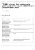 VITA 2024 Advanced Exam comprehensive questions and verified accurate solution &lpar;detailed & elaborated&rpar; 2025 TEST&excl;&excl;