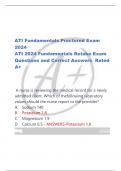 ATI Fundamentals Proctored Exam  2024  ATI 2024 Fundamentals Retake Exam   Questions and Correct Answers  Rated  A&plus; 