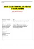 BURNS NCLEX QUESTIONS AND VERIFIED  CORRECT ANSWERS 