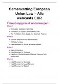 Samenvatting ALLE WEBCASTS European Union Law 24/25 EUR (RR218) 